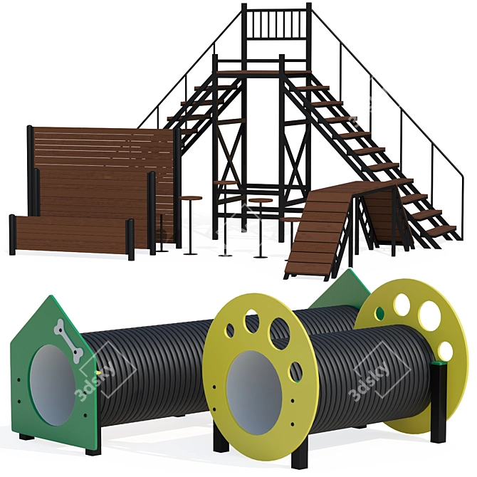 Dog Playground Equipment Set 3D model image 1