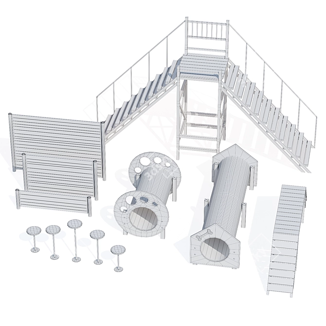 Dog Playground Equipment Set 3D model image 3