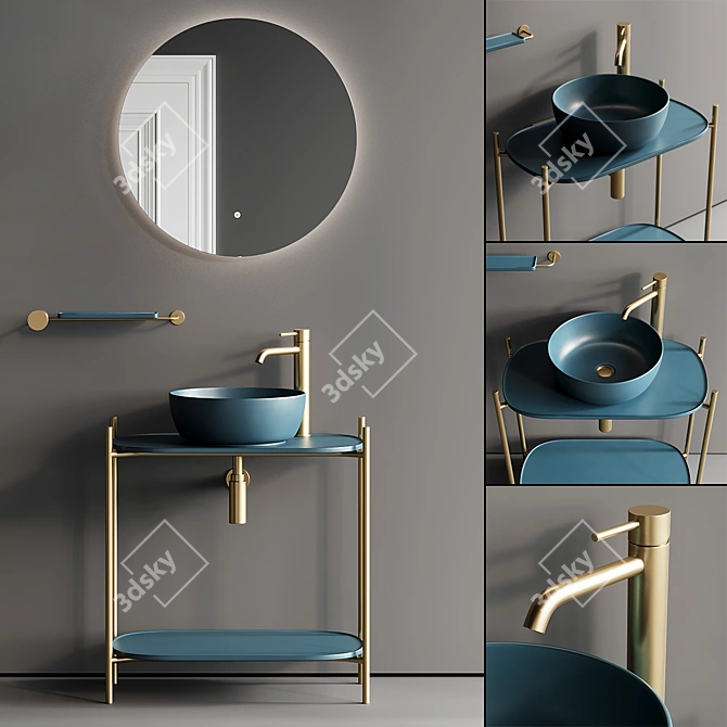 Diva Metal Vanity Unit Set 3D model image 1