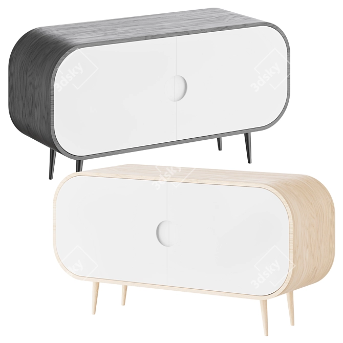 Contemporary Rounded Nightstand 3D model image 1