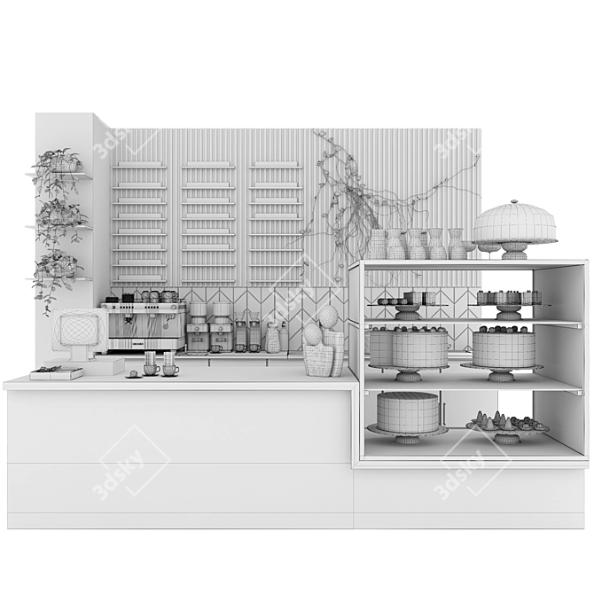 Modern Coffee Shop Interior Set 3D model image 6