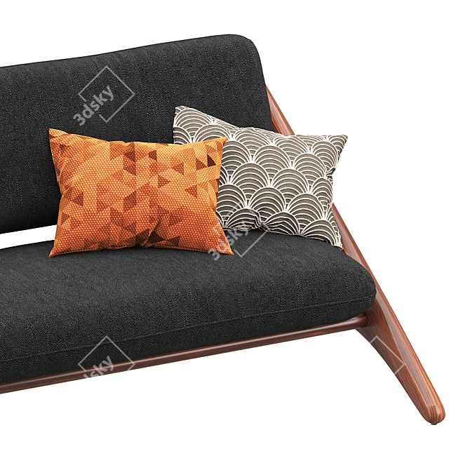 Modern Angolo Velvet Espresso Sofa 3D model image 4