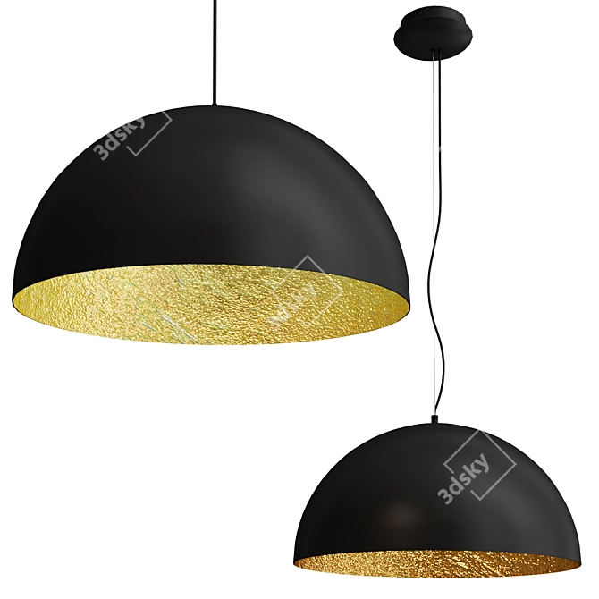 Gaetano Gloss Black Gold Patina Bowl Pendant 3D model image 1