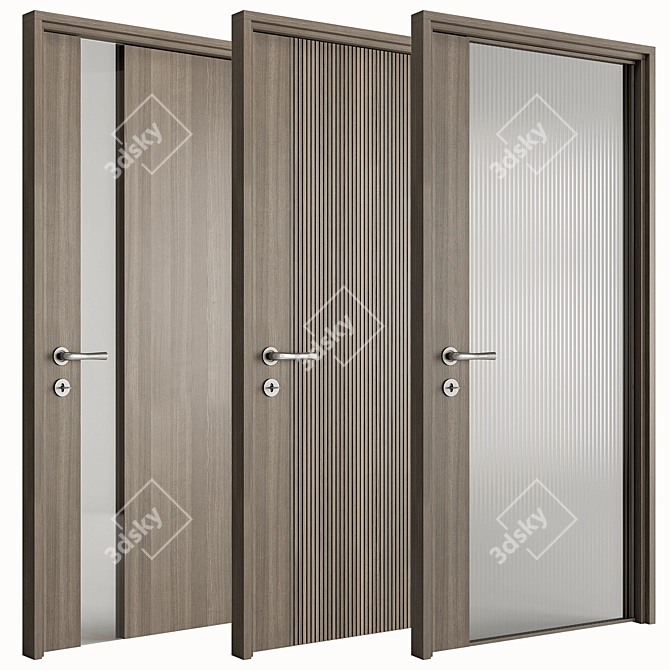 Rustic Style Wooden Doors Set 3D model image 2