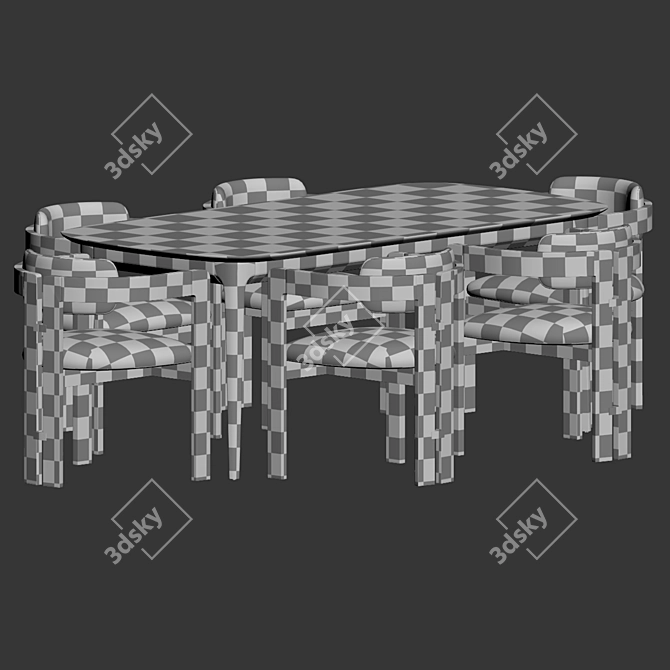 Velvet Upholstered Wood Dining Set 3D model image 3