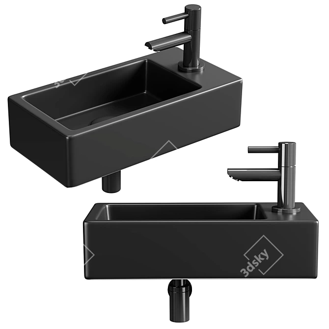 Black Matte Wiesbaden Color Wash Basin 3D model image 1