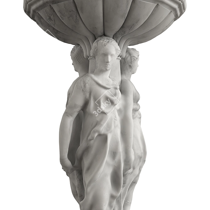 Sculptural Roman Maiden Fountain 3D model image 2