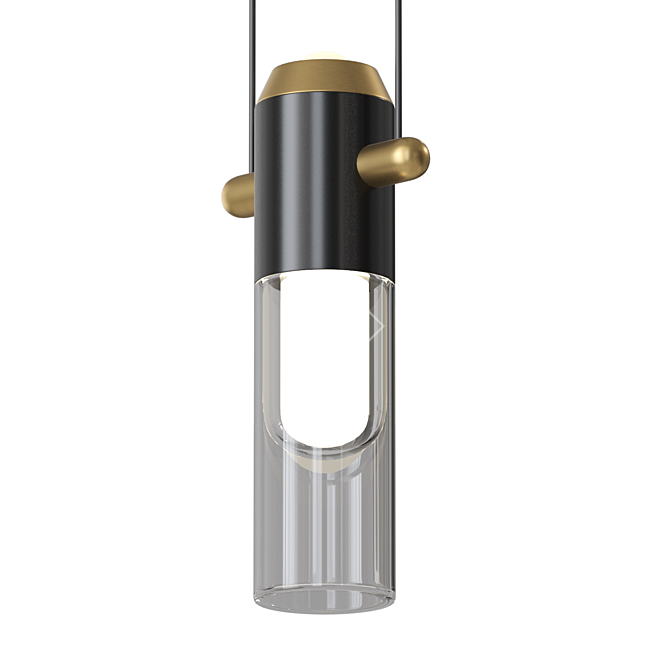 Glass Cylinder LED Pendant Light 3D model image 2