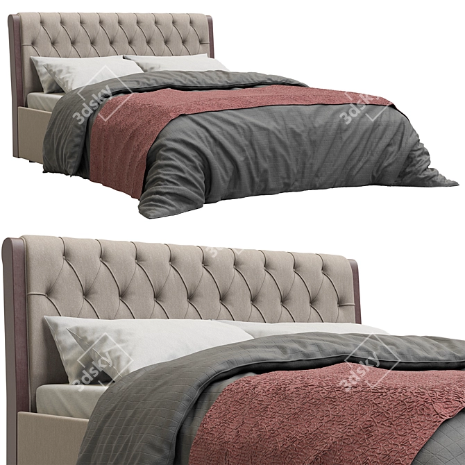 Modern Jenny Two Panel Bed 3D model image 1