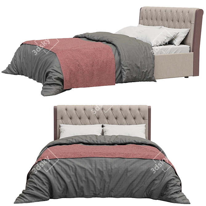 Modern Jenny Two Panel Bed 3D model image 2