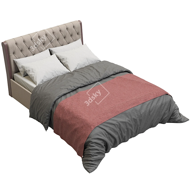 Modern Jenny Two Panel Bed 3D model image 3