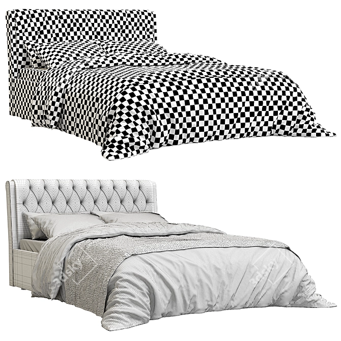 Modern Jenny Two Panel Bed 3D model image 5