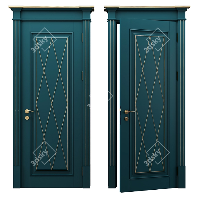 Green Rombo Door - Elegant Design 3D model image 1
