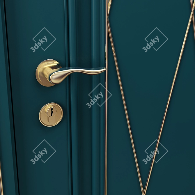 Green Rombo Door - Elegant Design 3D model image 2
