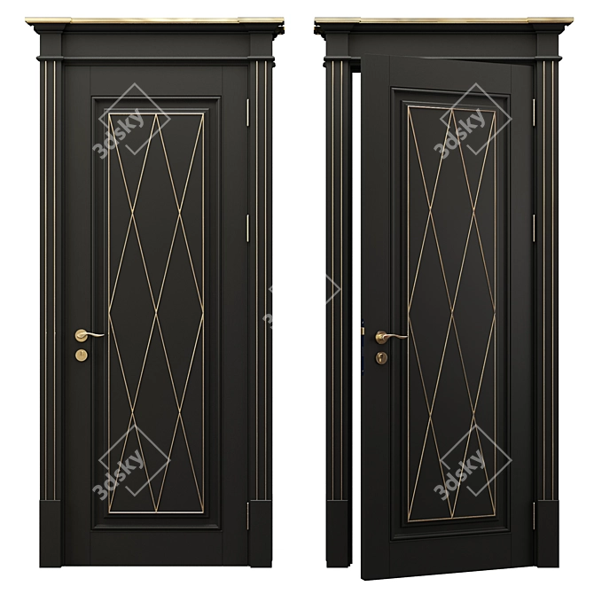 Green Rombo Door - Elegant Design 3D model image 3