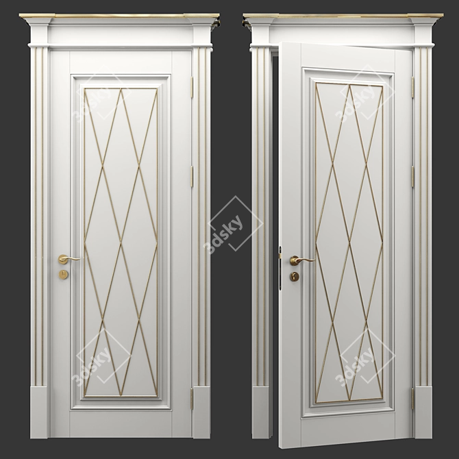 Green Rombo Door - Elegant Design 3D model image 4