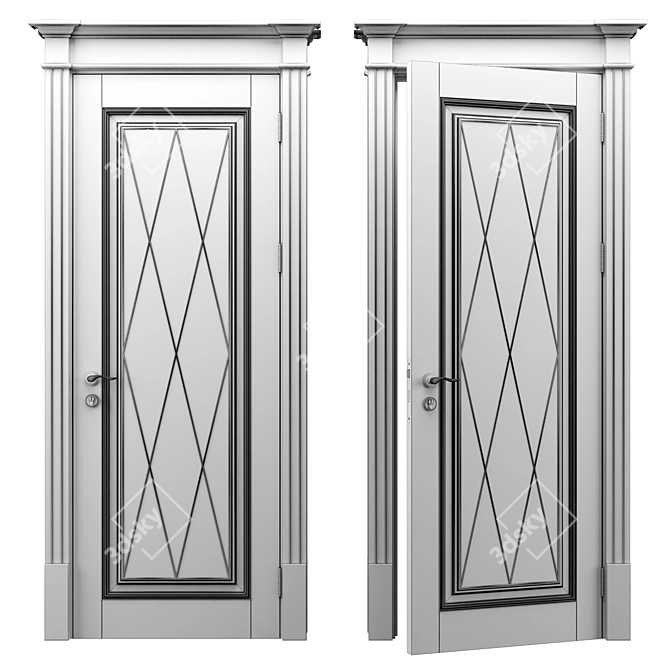 Green Rombo Door - Elegant Design 3D model image 5