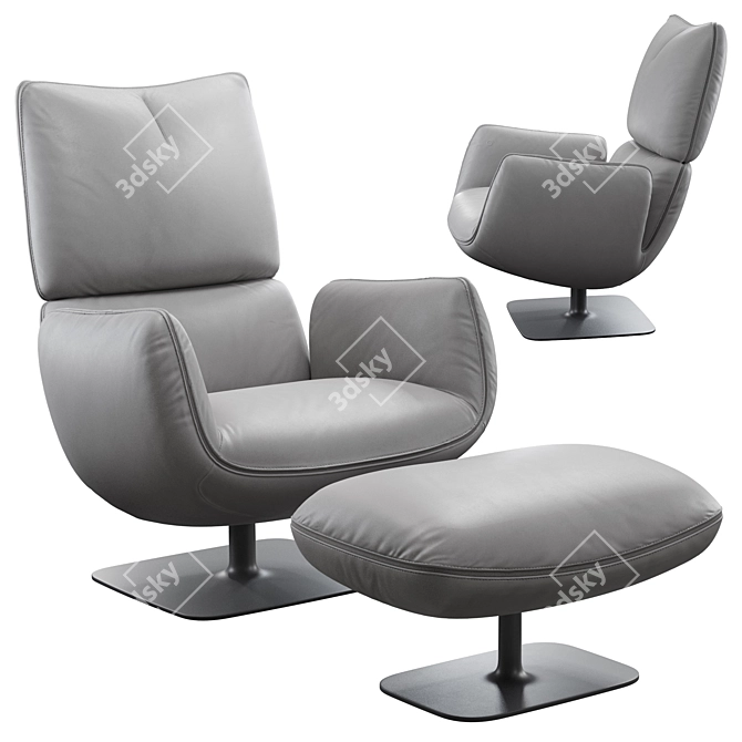 Elegance in Leather Swivel Chair 3D model image 1