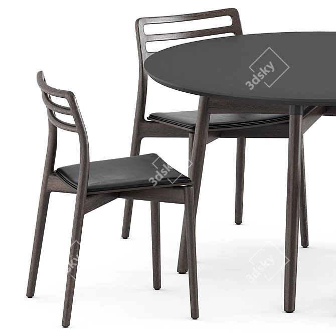 Modern Cabin Chair & Round Table 3D model image 2