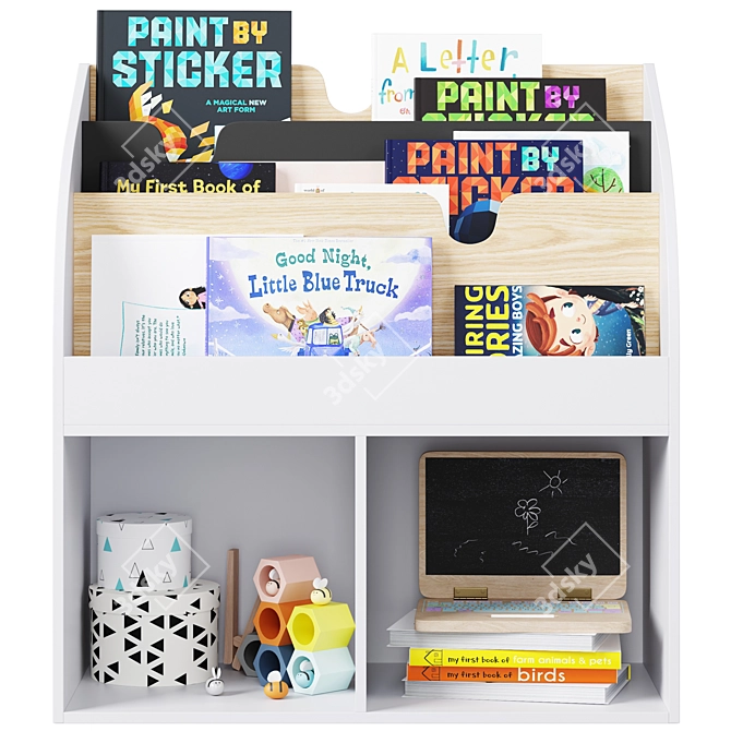 Children's Bookcase with Library Books 3D model image 3