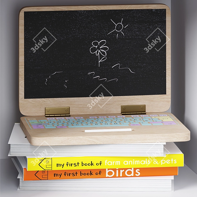 Children's Bookcase with Library Books 3D model image 4