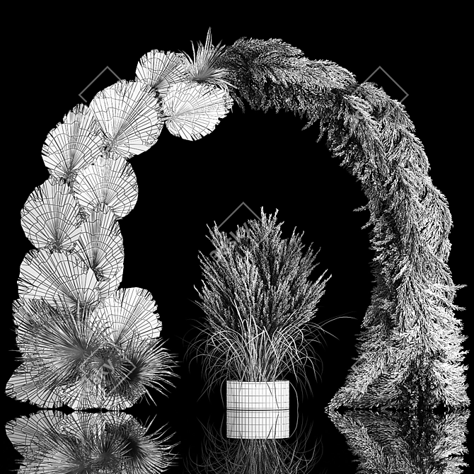 Pampas Palm Wedding Arch 3D model image 6