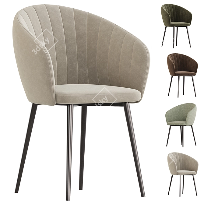 Neyton Velvet Green Armchair 3D model image 2