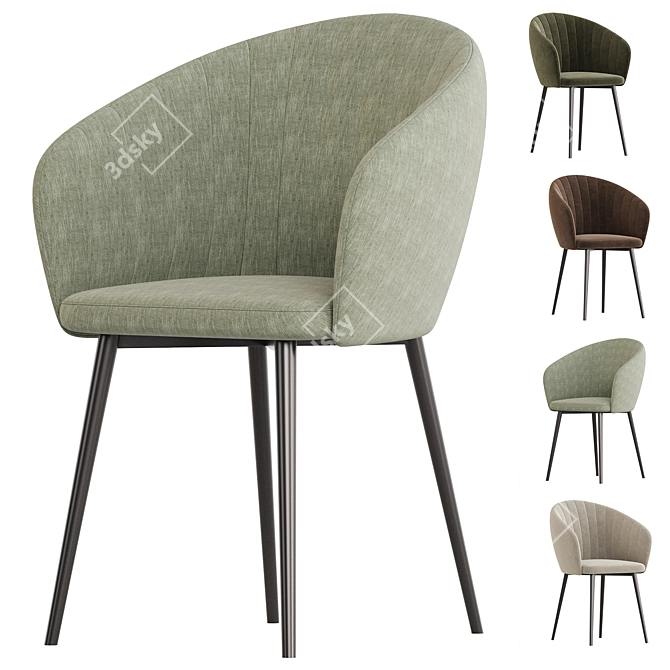 Neyton Velvet Green Armchair 3D model image 3