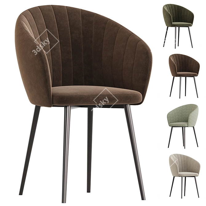 Neyton Velvet Green Armchair 3D model image 4