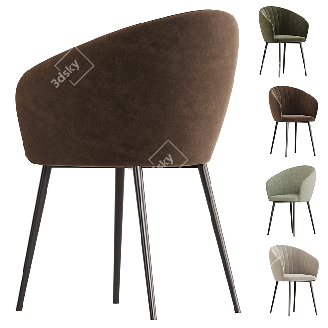 Neyton Velvet Green Armchair 3D model image 5