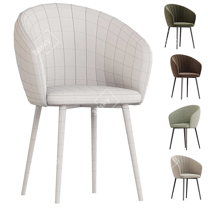 Neyton Velvet Green Armchair 3D model image 6