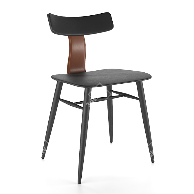 Modern Black Plastic Dining Chair 3D model image 1