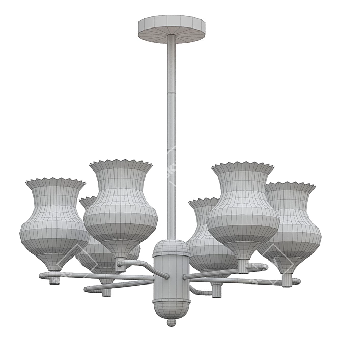 Classic Textured Glass Chandelier Fixture 3D model image 2