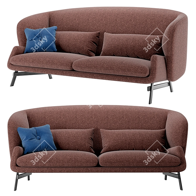 Elegant Coquille Shell Inspired Sofa 3D model image 1