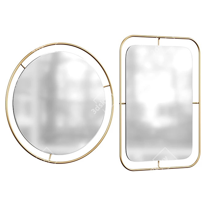 Sleek Benson Round Wall Mirror 3D model image 1