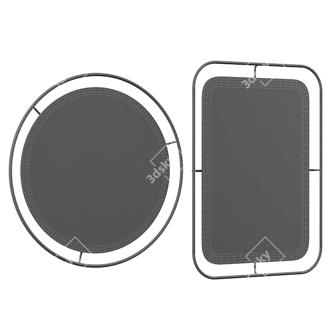 Sleek Benson Round Wall Mirror 3D model image 2
