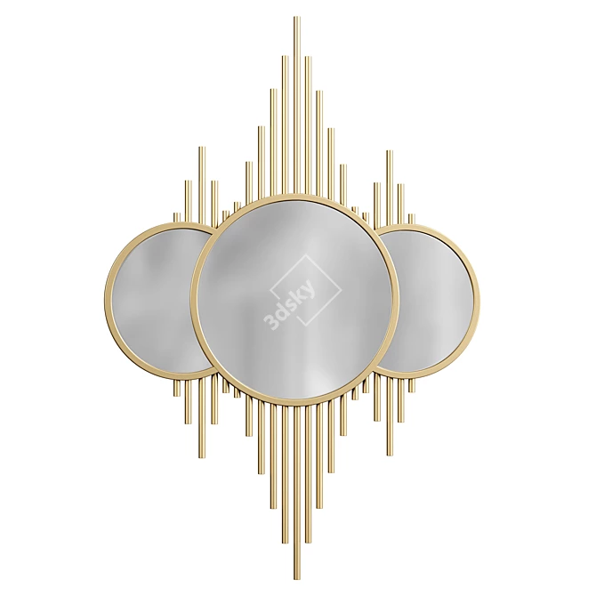 Gold Metal Wall Mirror, Contemporary 3D model image 1