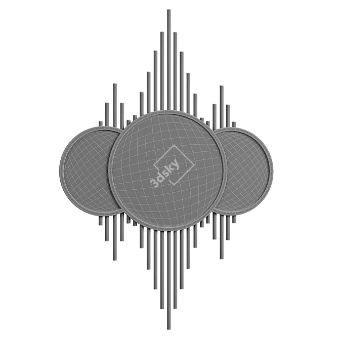 Gold Metal Wall Mirror, Contemporary 3D model image 2