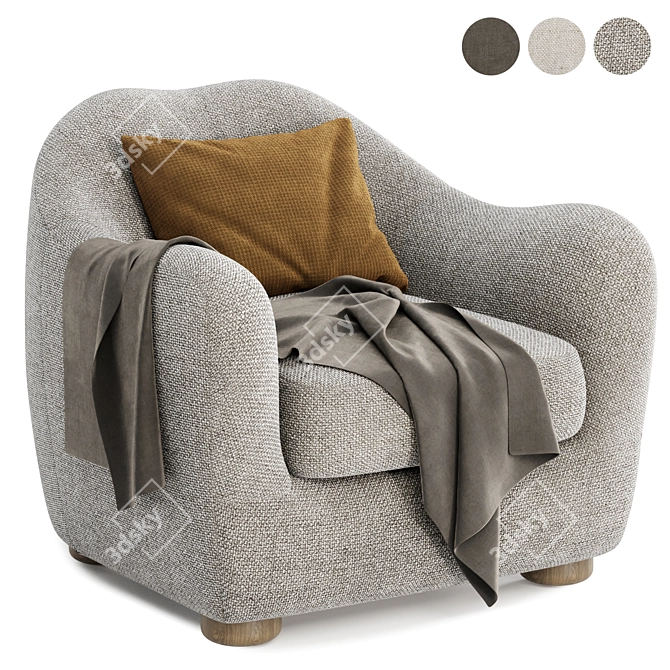Elegant Bacio Lounge Chair 3D model image 1