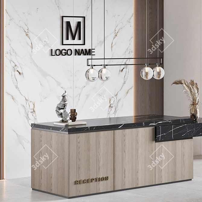 Modern 3D Reception Desk Model 3D model image 5