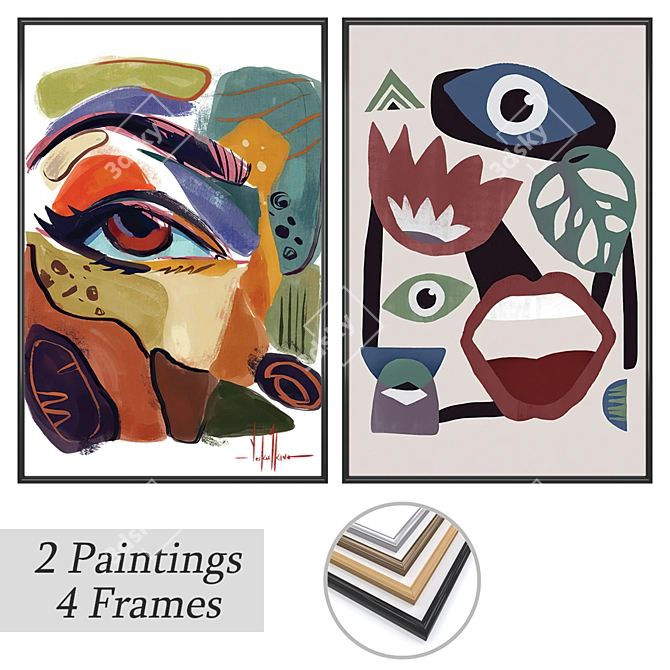 Artwork Set with Multiple Frames 3D model image 1