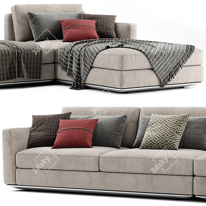 Modern Horm Ellington Sectional Chaise 3D model image 3