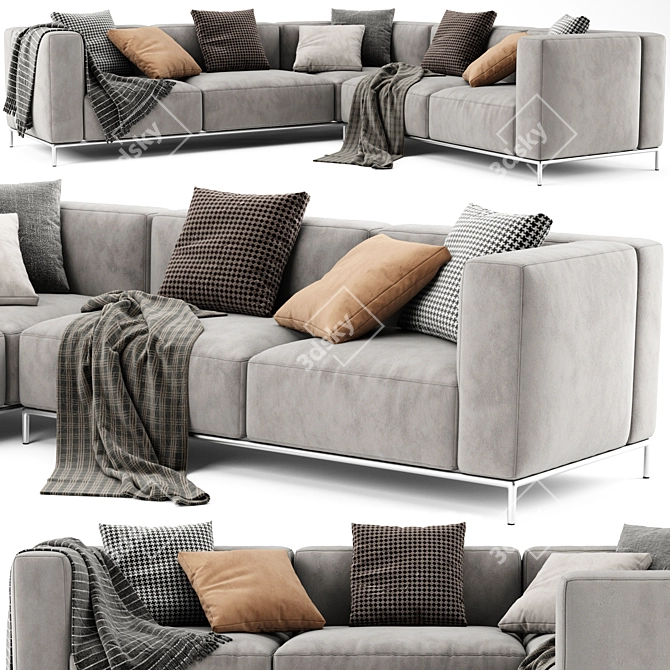 Stylish Cassina Mex L-Shaped Sofa 3D model image 1