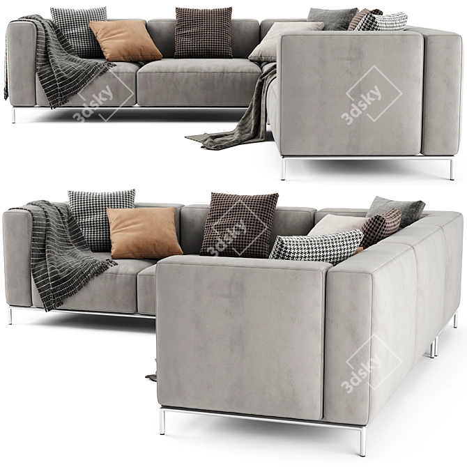 Stylish Cassina Mex L-Shaped Sofa 3D model image 2