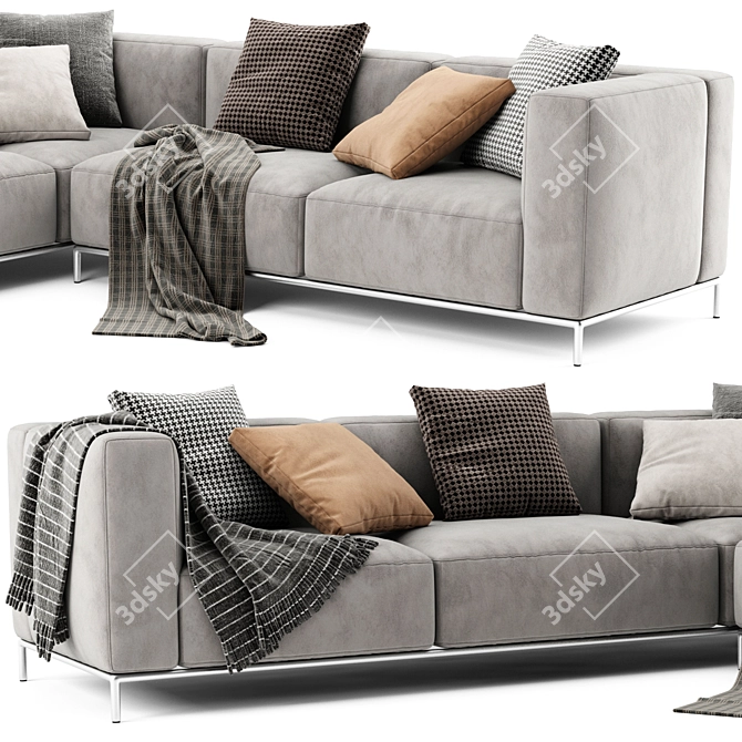 Stylish Cassina Mex L-Shaped Sofa 3D model image 3