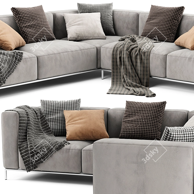 Stylish Cassina Mex L-Shaped Sofa 3D model image 4