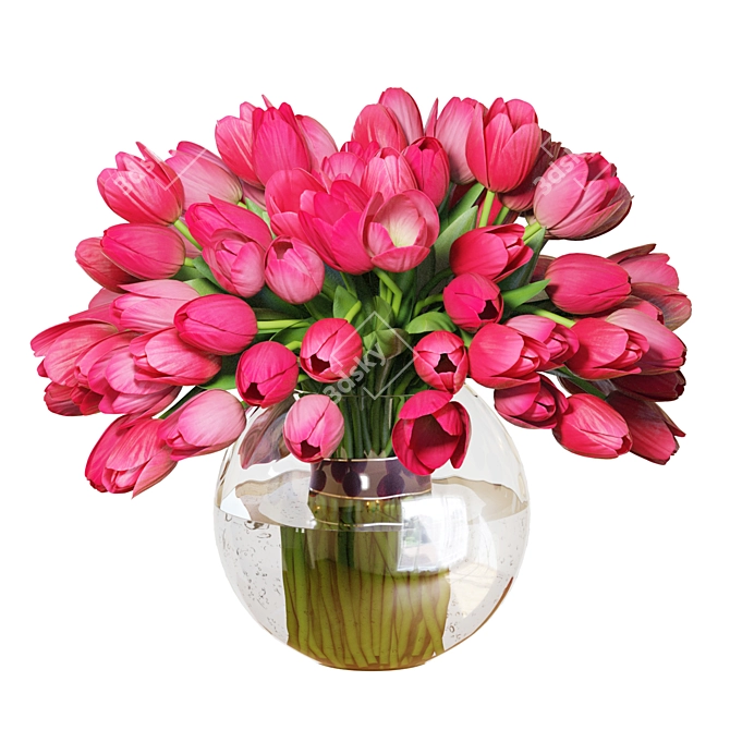 Pink Tulips Bouquet 3D Model 3D model image 3