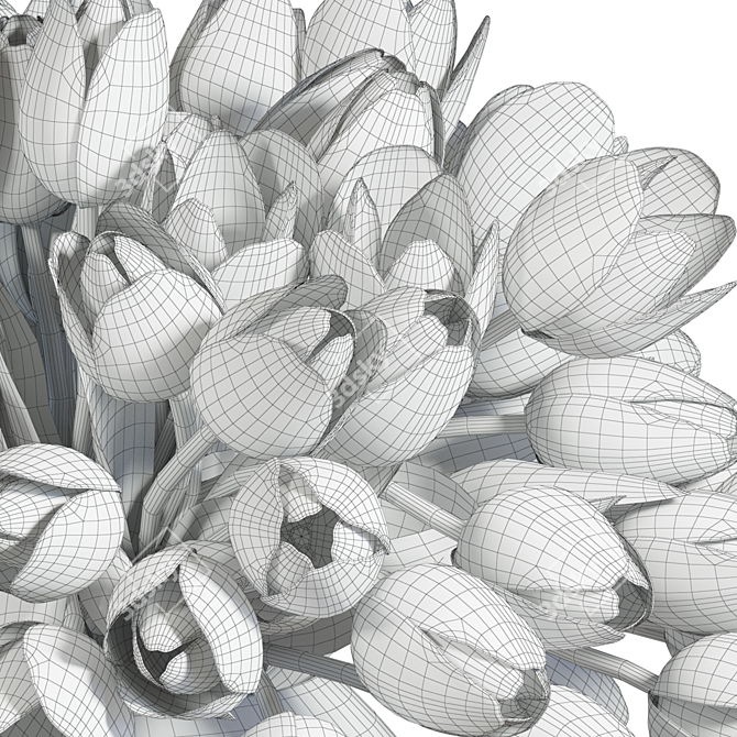 Pink Tulips Bouquet 3D Model 3D model image 7