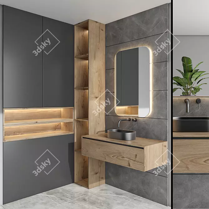 Versatile Bathroom Furniture Set 70 3D model image 1
