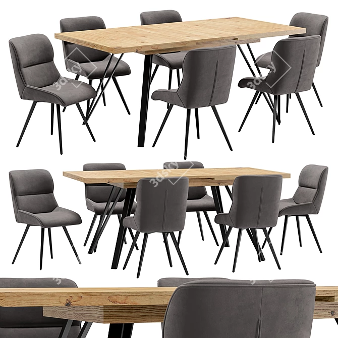 Modern Dining Chair and Table 3D model image 1